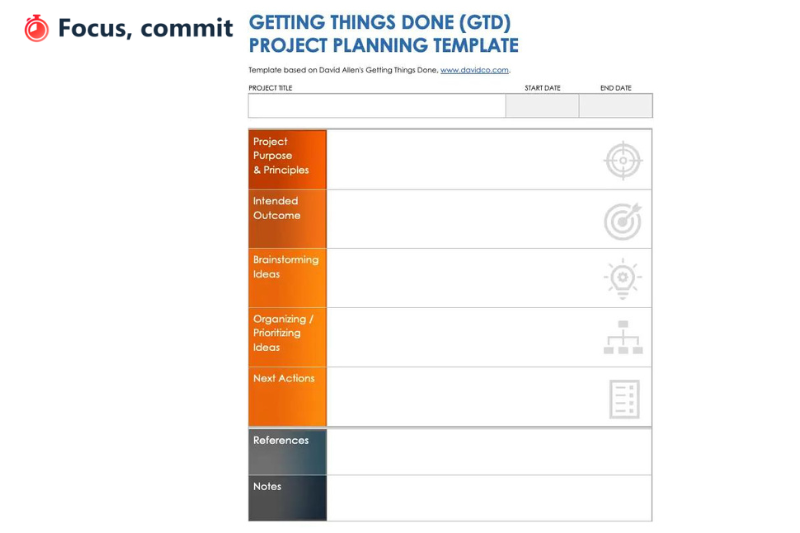 Getting Things Done (GTD) Project Planning Template